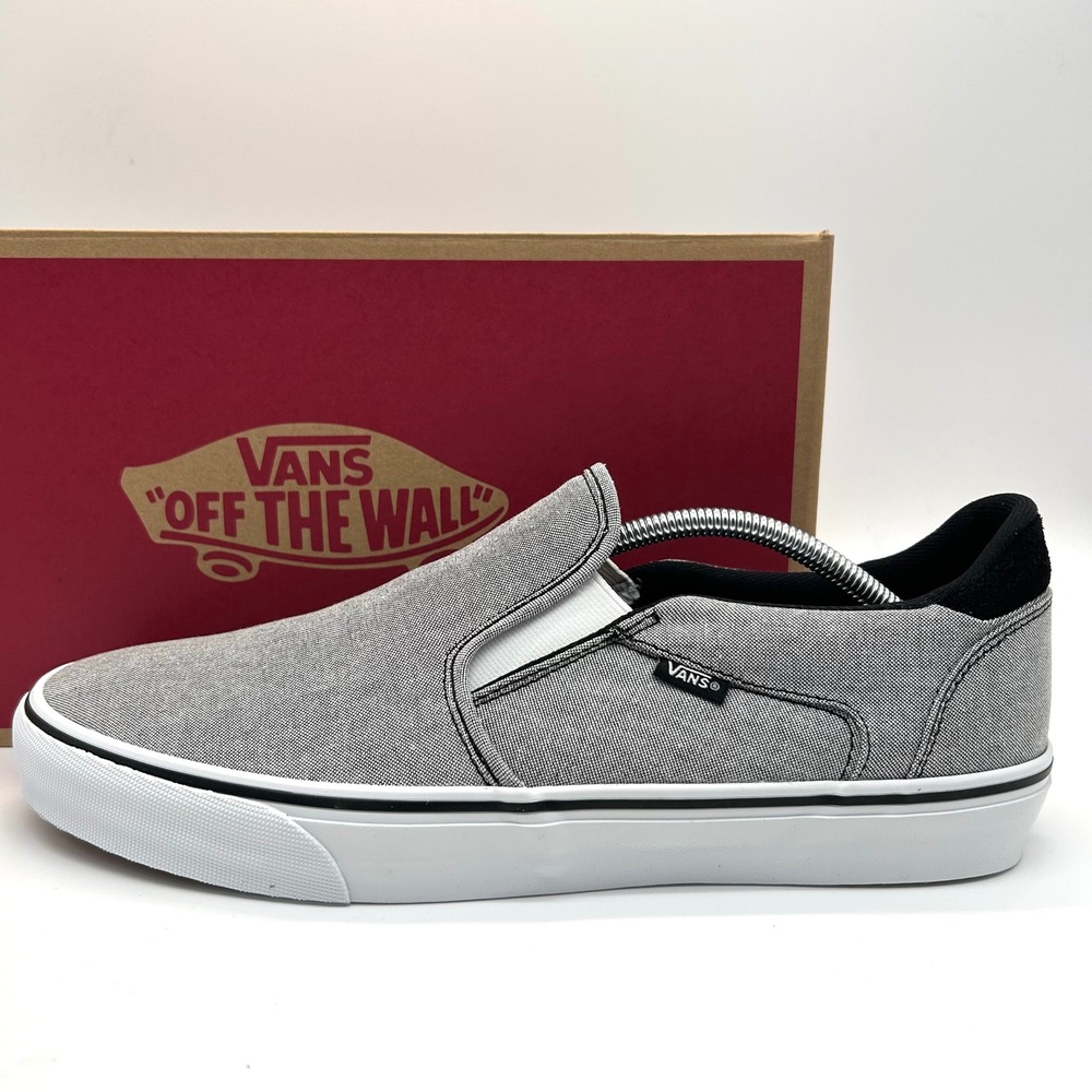 Vans Asher Deluxe Slip On Shoes Mens 13 Black Summer Canvas Skater Sneakers